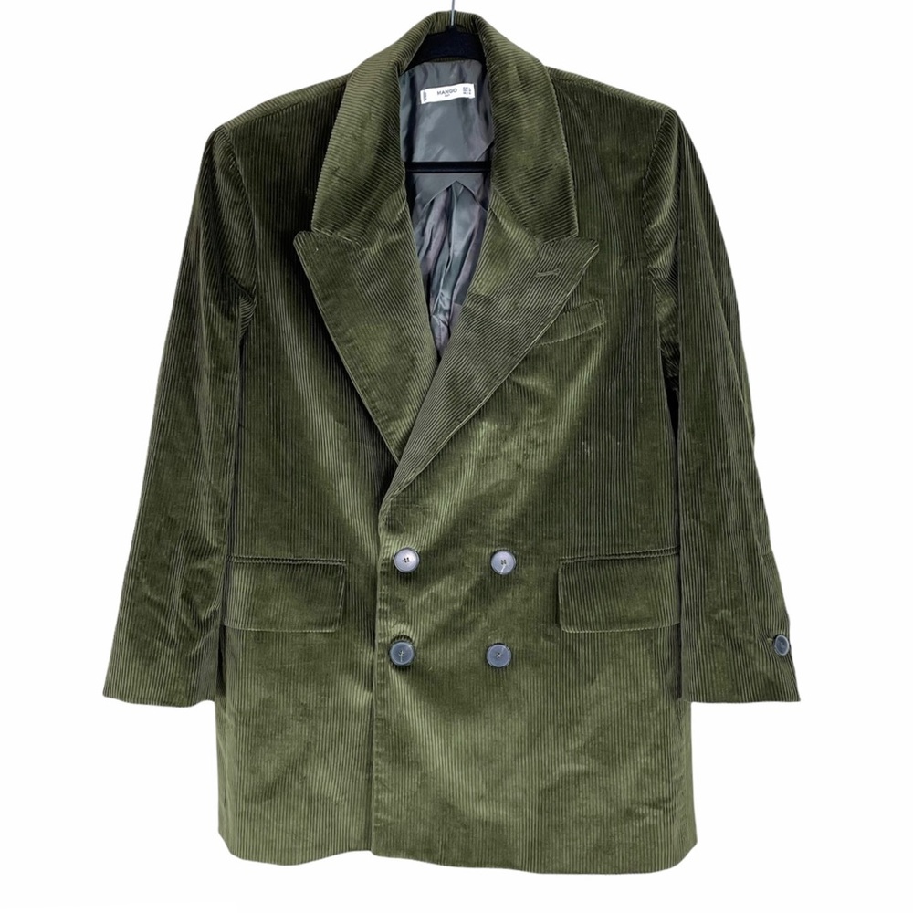 Mango Suit Olive Green Corduroy Blazer Coat